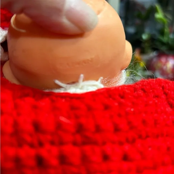 Santa and Mrs Claus Hand Made Crochet Dolls 1980s Vintage